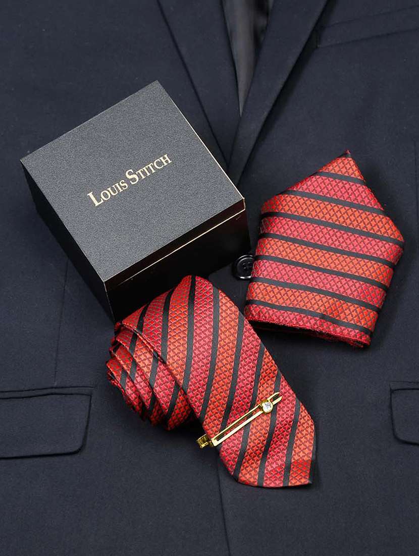 men silk cufflink & tie pin set