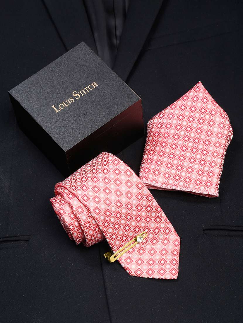 men silk cufflink & tie pin set