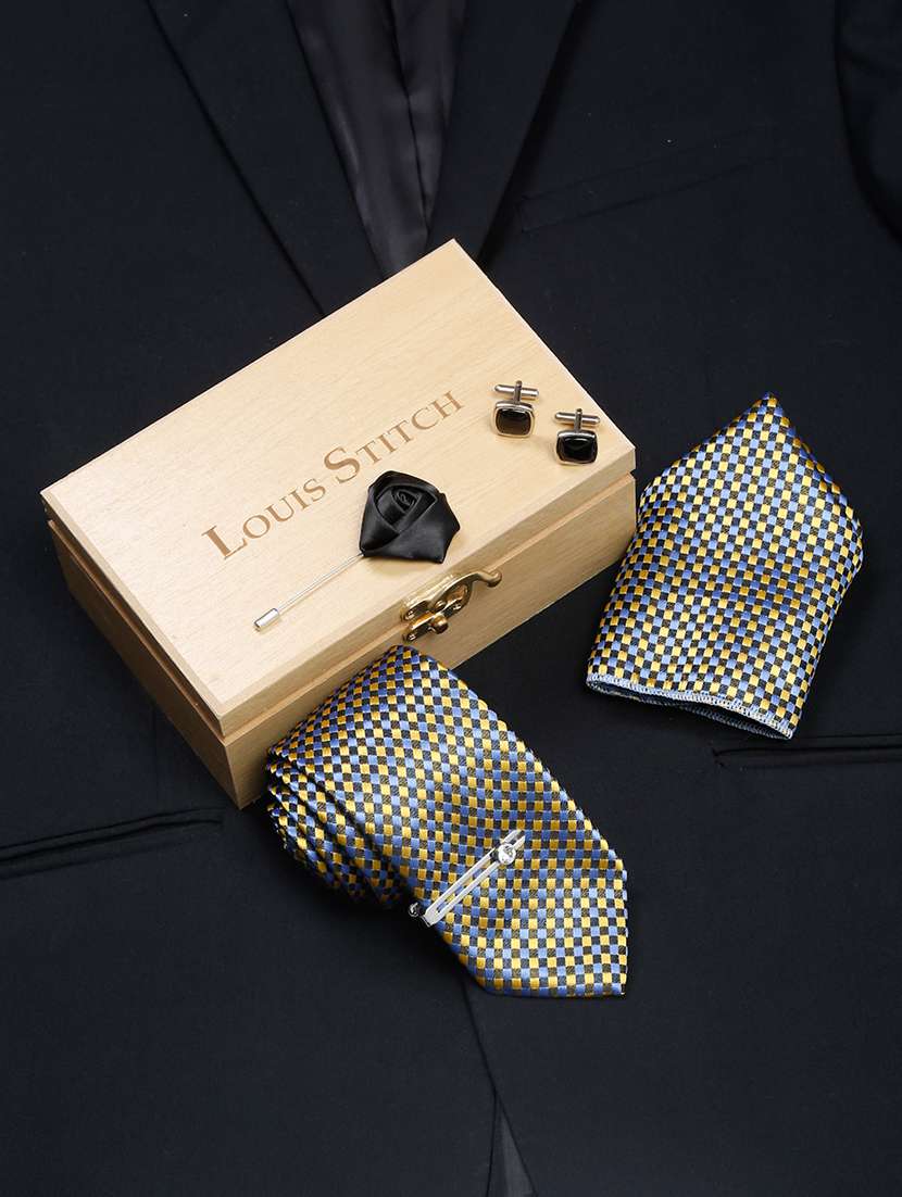 men silk cufflink & tie pin set