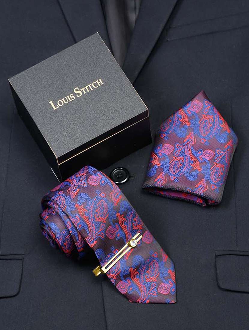 men silk cufflink & tie pin set