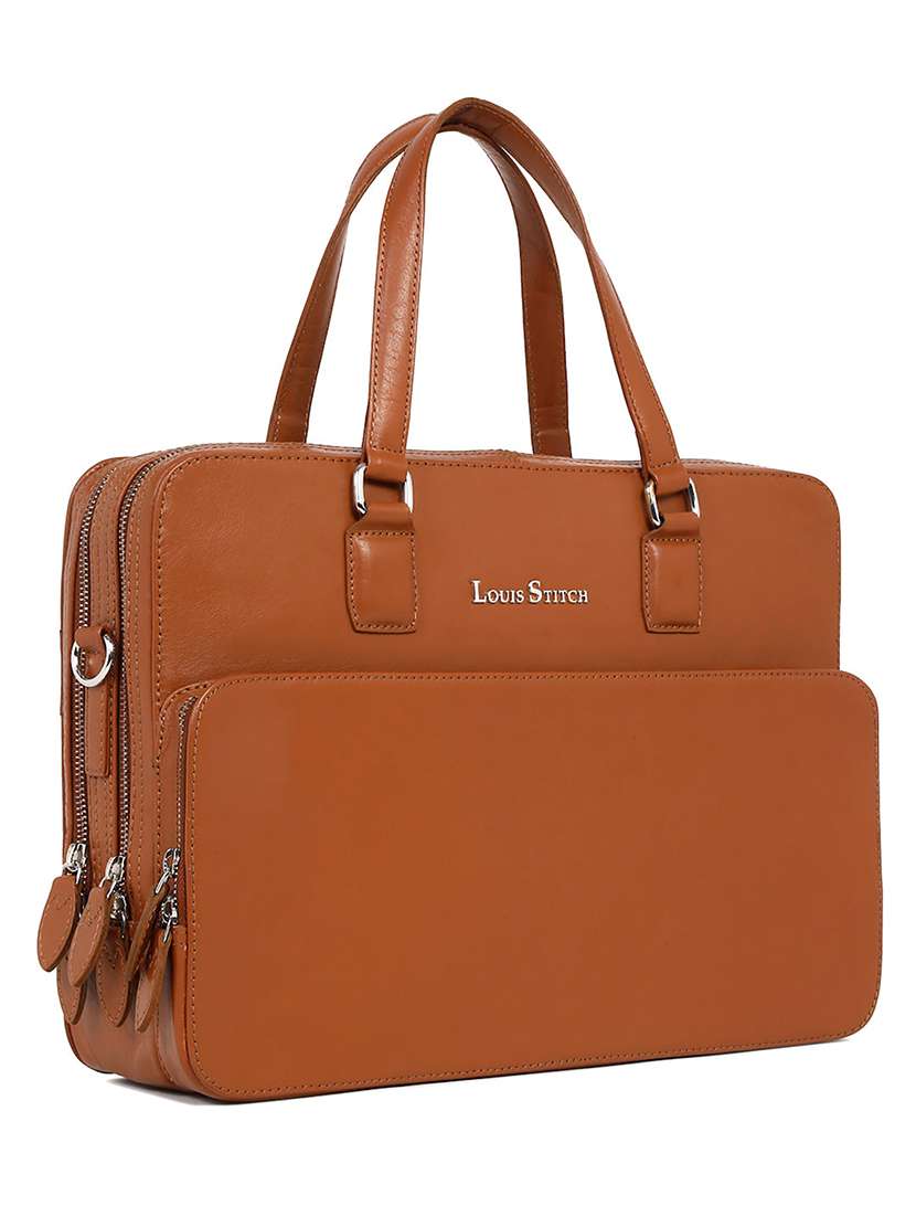 men leather zip closure laptop bag - 21768448 -  Standard Image - 2
