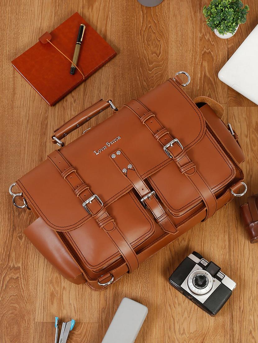 men leather zip closure laptop bag - 21768451 -  Zoom Image - 0