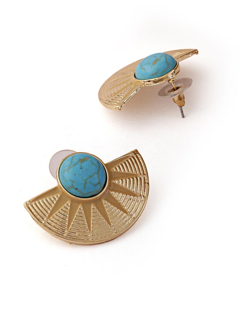 turquoise gold alloy studs earring - 21773958 - Standard Image - 2