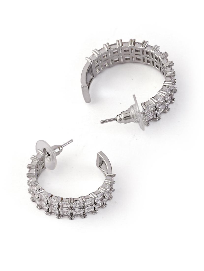 white alloy hoop earring - 21774048 - Standard Image - 2