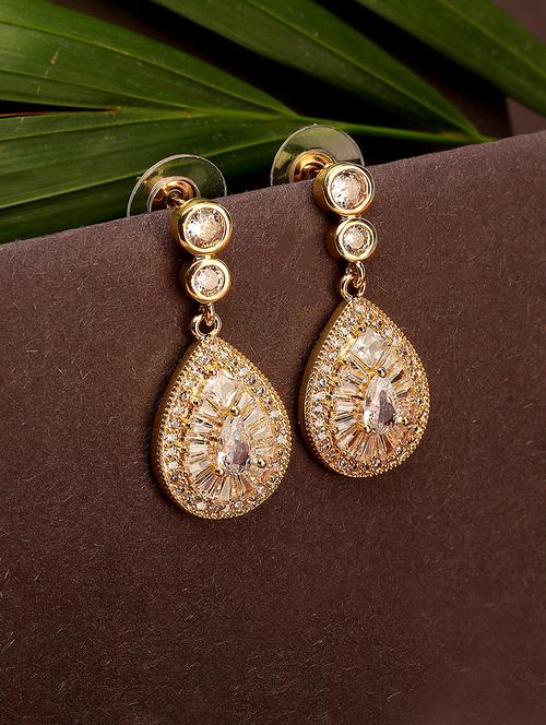 gold alloy party wear drop earring - 21774051 - Standard Image - 0