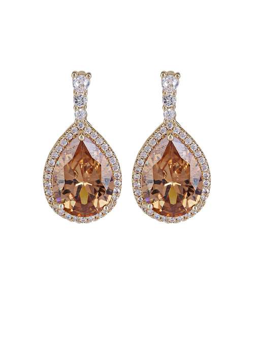 yellow alloy drop earring - 21774053 - Standard Image - 0