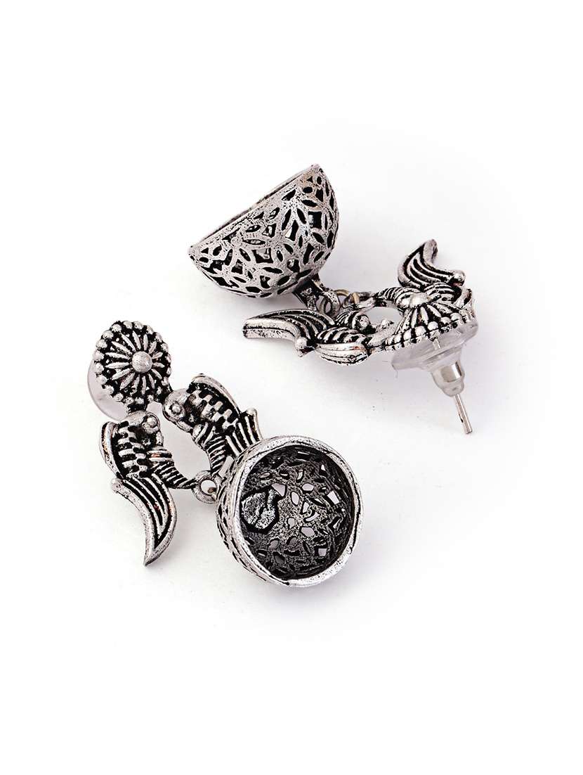 silver alloy jhumka earring set for party - 21774093 -  Standard Image - 2