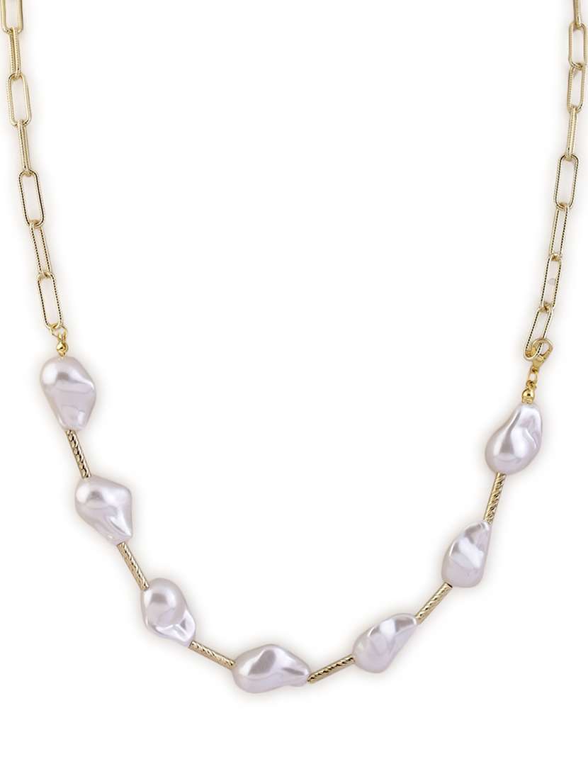 gold plated baroque pearl alloy necklace - 21774110 -  Standard Image - 2