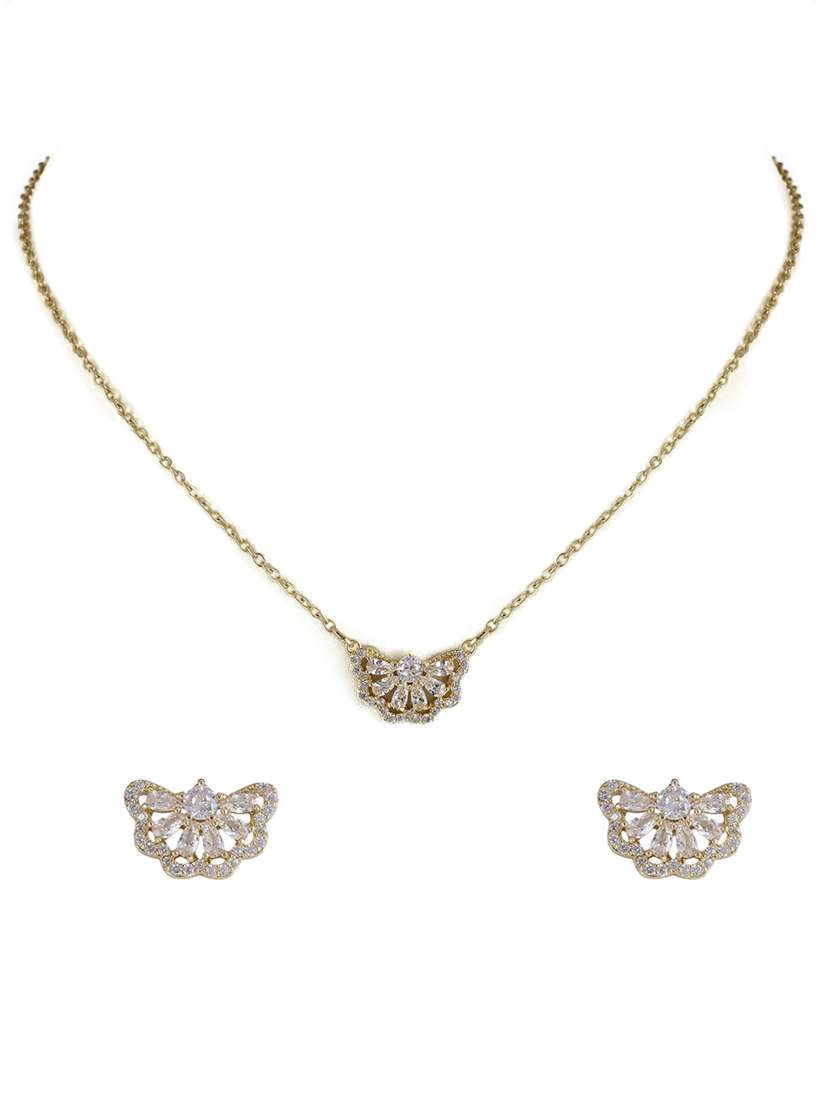 alloy gold plated necklace with earing set - 21774123 -  Standard Image - 2