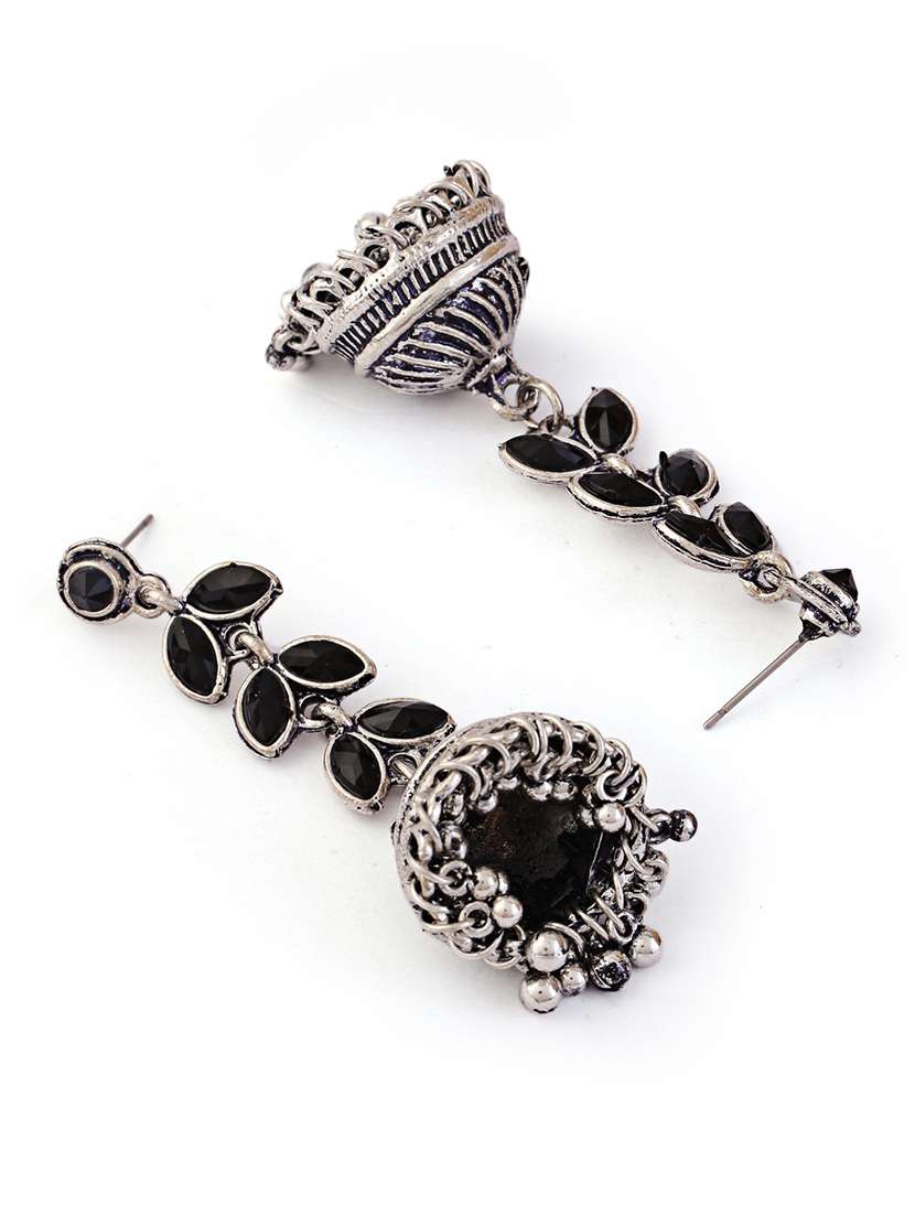 jhumka style alloy earrings with leaf design - 21775363 -  Standard Image - 2