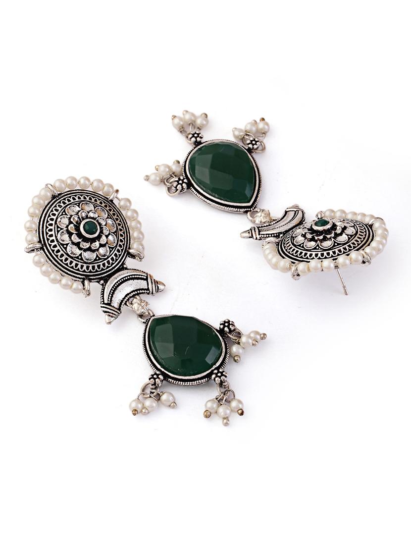 green alloy drop earrings party wear jewellery - 21775366 - Standard Image - 2