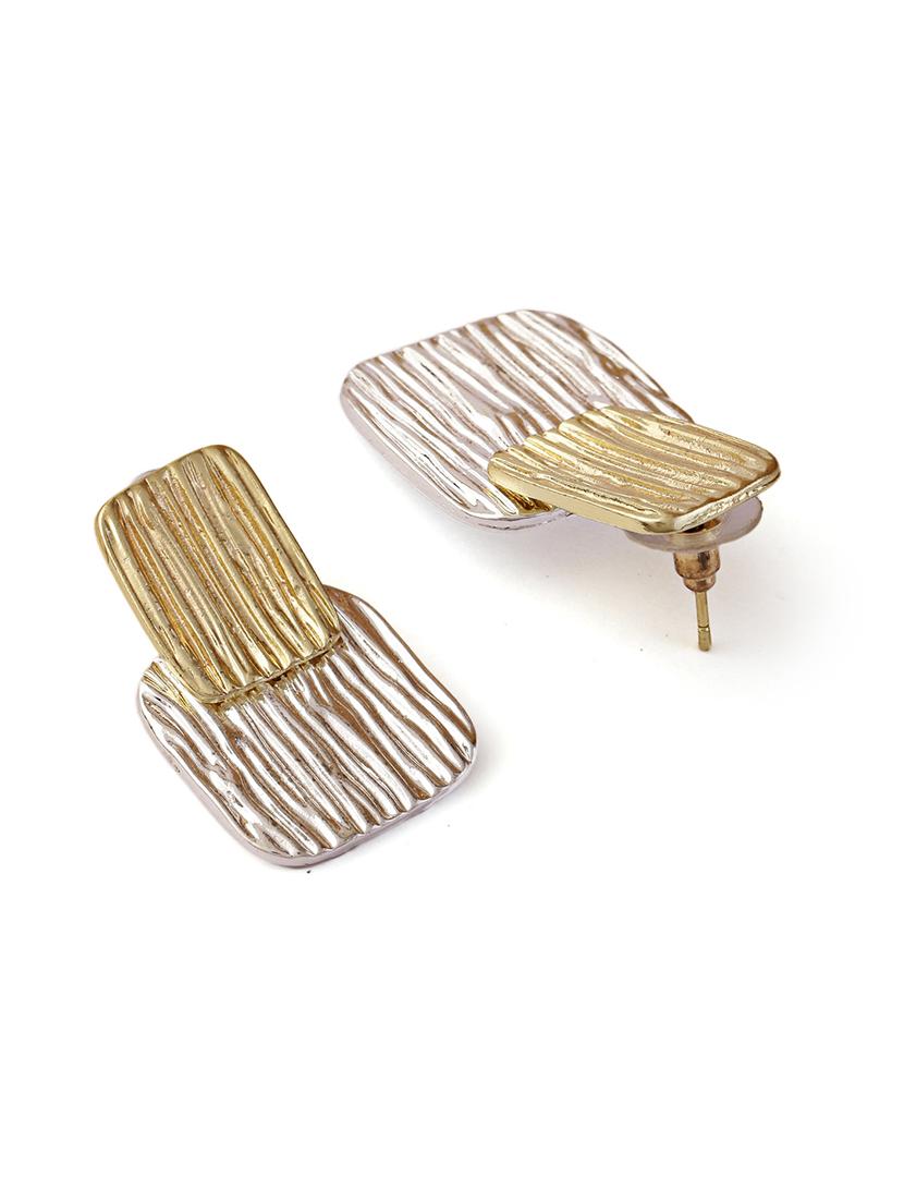 two tone textured drop earrings - 21775428 - Standard Image - 2