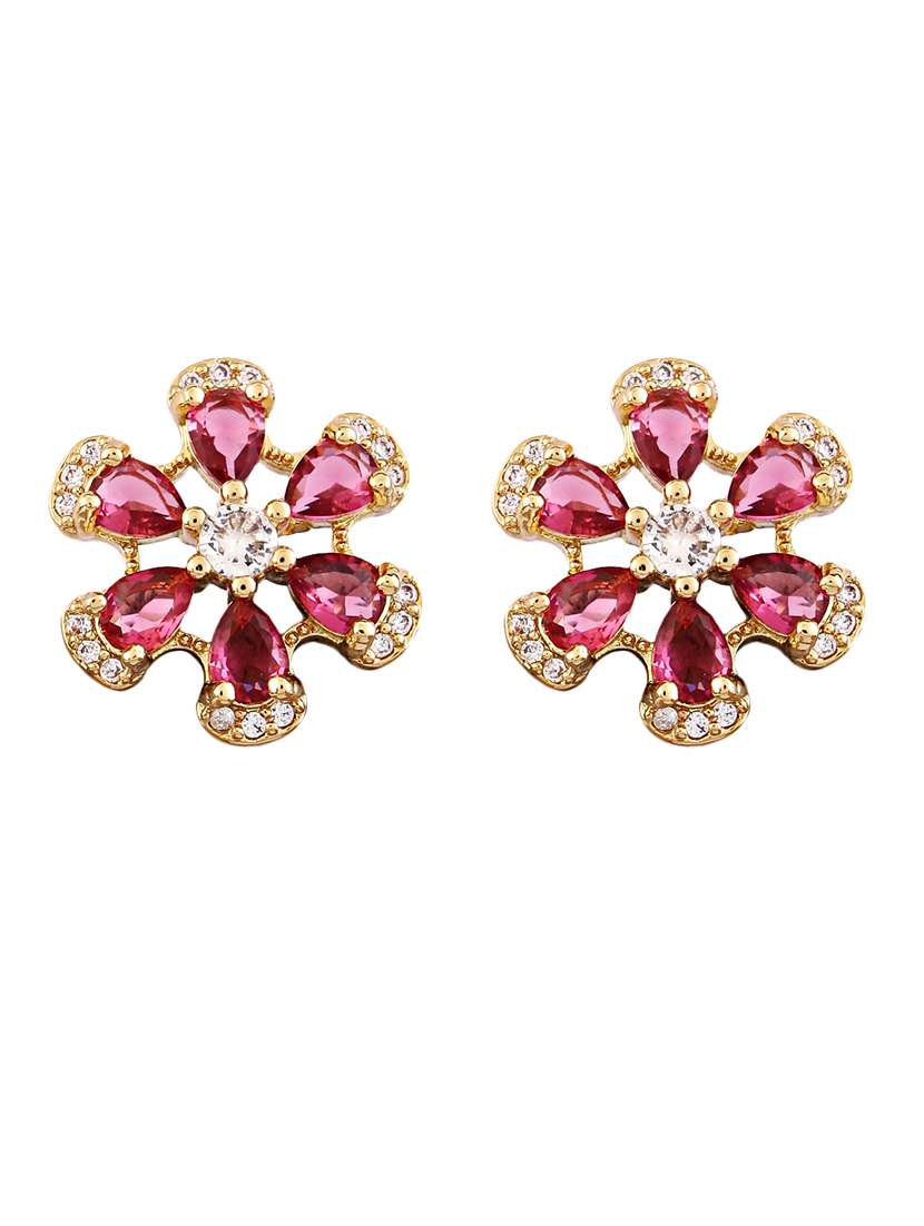 alloy gold finish maroon party wear earrings - 21775459 -  Standard Image - 2