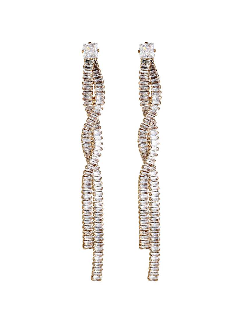 gold alloy linear drop earrings