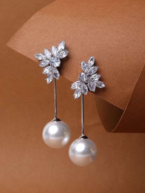 alloy earrings with pearl drop for women - 21775471 -  Standard Image - 0