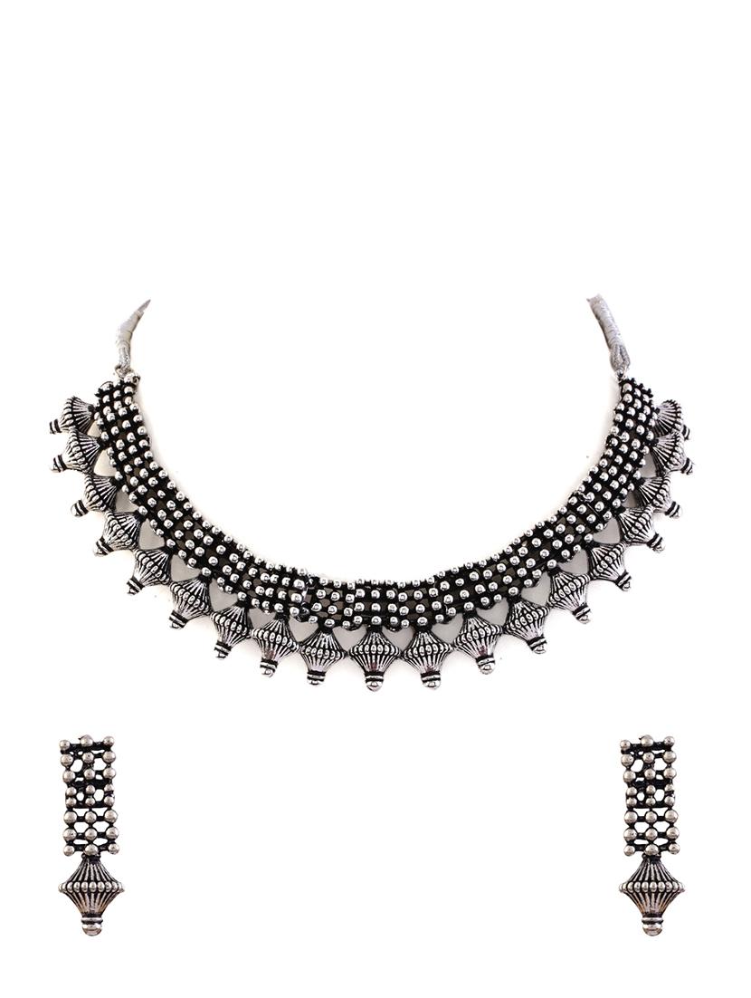 alloy silver necklace earring jewellery set - 21775511 - Zoom Image - 0