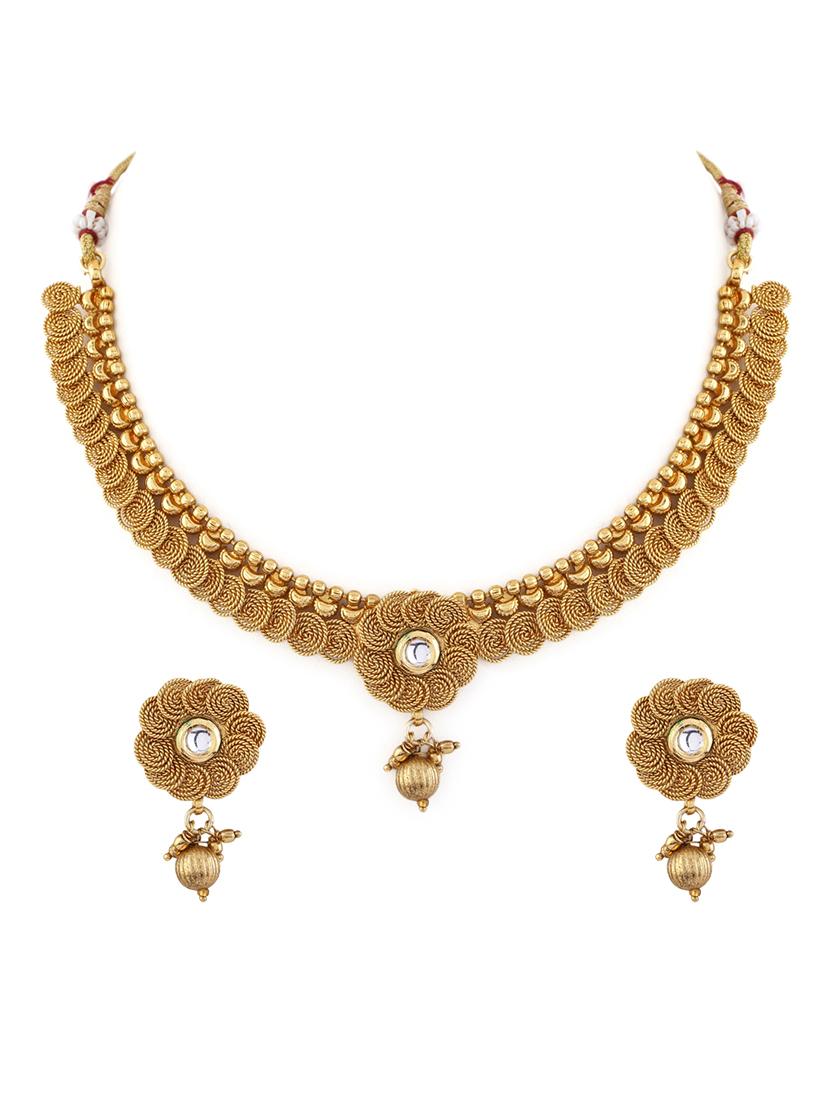 women gold necklace with earrings set - 21775529 - Standard Image - 2