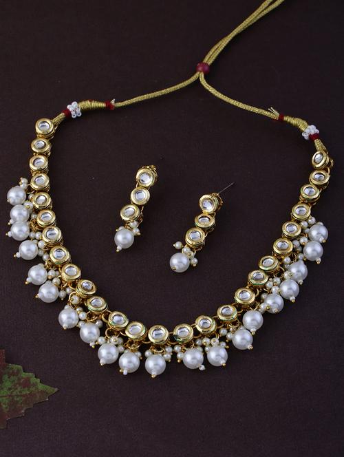 alloy gold necklace earring jewellery set - 21775530 - Standard Image - 0