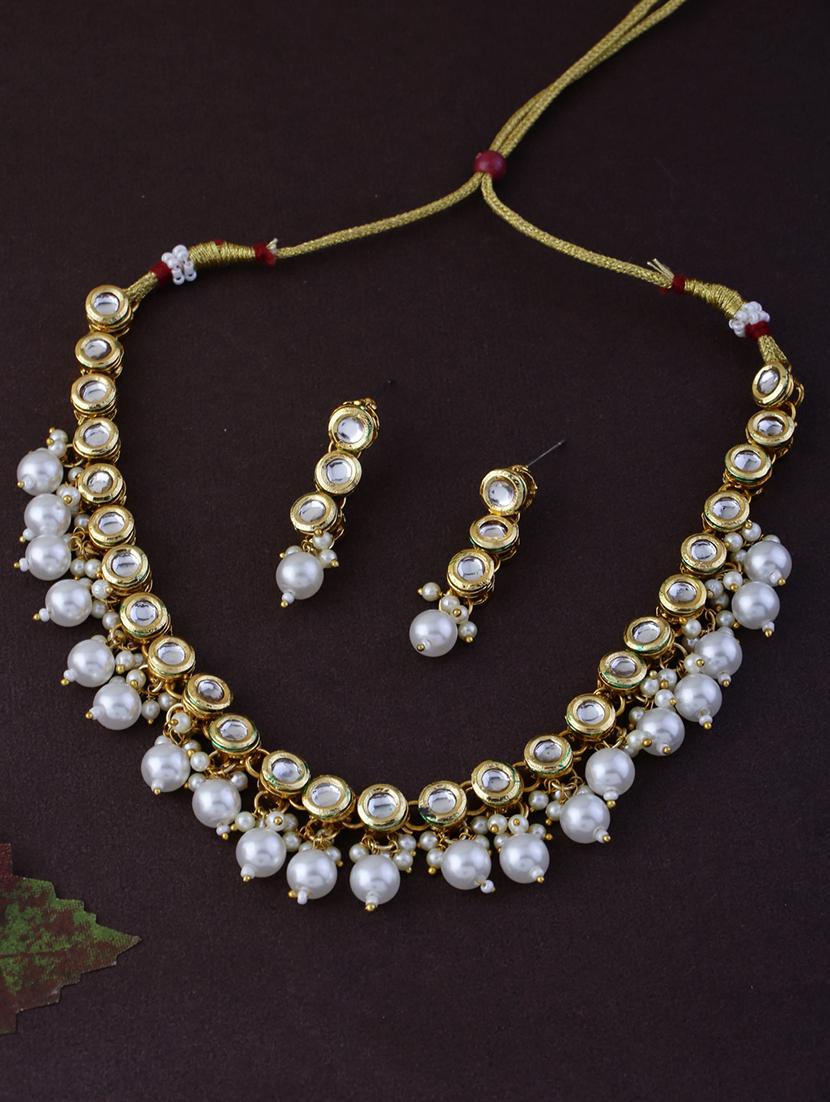 alloy gold necklace earring jewellery set - 21775530 - Zoom Image - 0