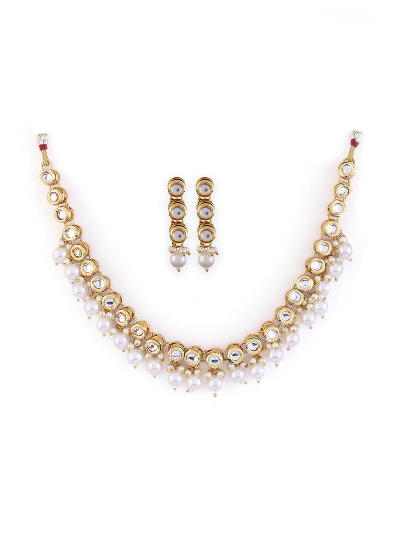 alloy gold necklace earring jewellery set - 21775530 - Standard Image - 2