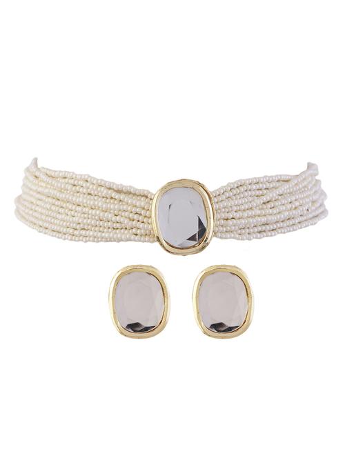 alloy white necklace earring jewellery set - 21775533 - Standard Image - 0