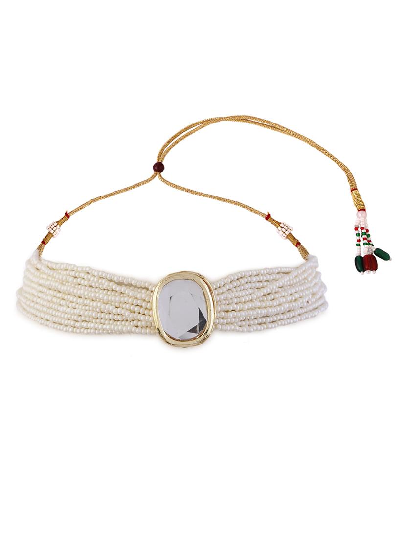 alloy white necklace earring jewellery set - 21775533 - Standard Image - 2