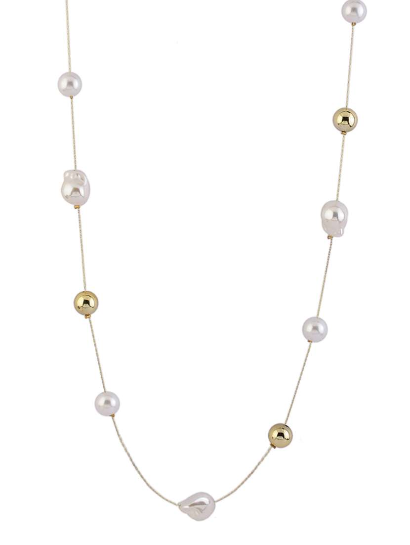 gold alloy pearl party necklace for women - 21775549 -  Standard Image - 2