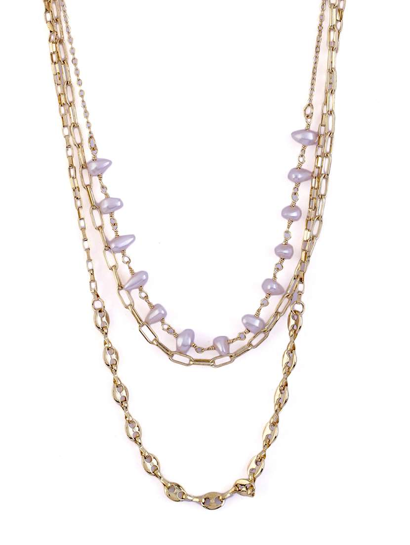 alloy gold necklace party wear jewellery - 21775550 -  Standard Image - 2