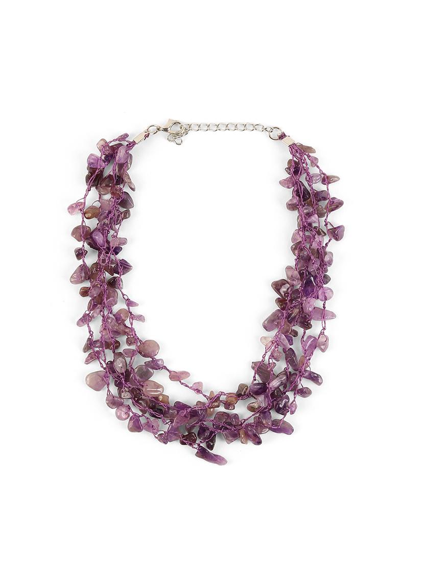 purple alloy partywear stone necklace - 21775555 -  Zoom Image - 0