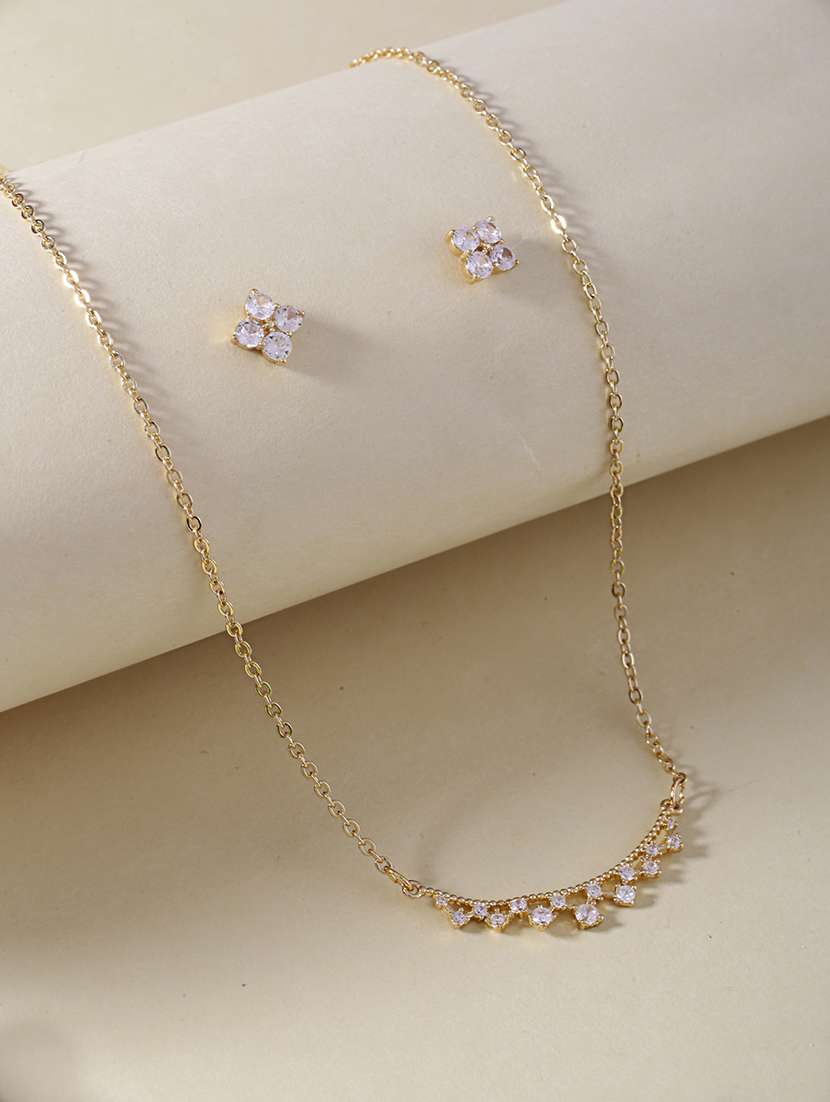 alloy gold necklace earring jewellery set - 21775560 - Standard Image - 2