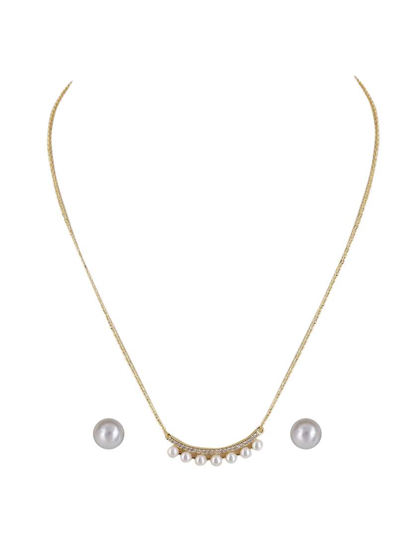 alloy gold necklace earring jewellery set - 21775561 - Standard Image - 2