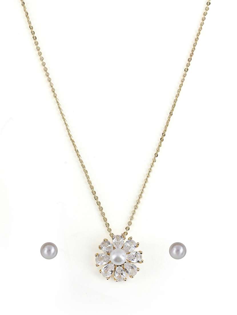 alloy gold necklace earring jewellery set - 21775563 -  Standard Image - 2