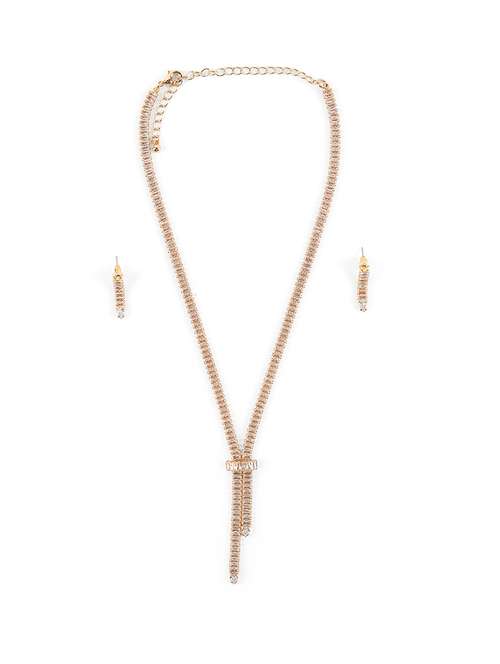 alloy gold necklace earring jewellery set - 21775564 -  Standard Image - 0