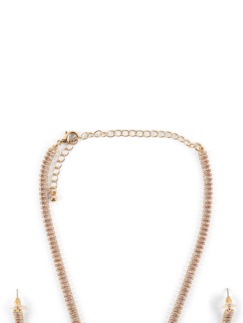 alloy gold necklace earring jewellery set - 21775564 - Standard Image - 2