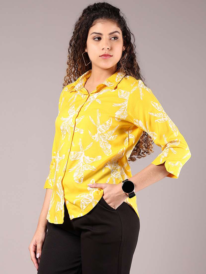 women yellow printed collared regular shirt - 21784550 -  Standard Image - 2