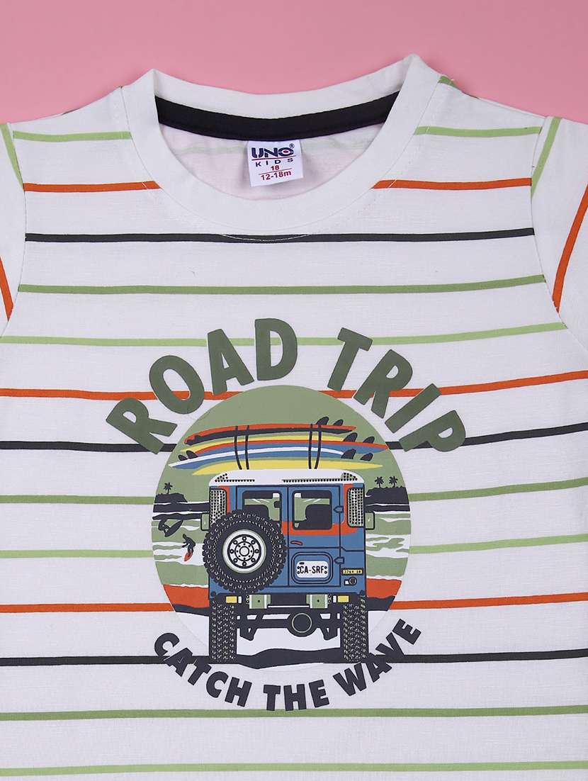 boys striped t-shirt & shorts casual wear set - 21784661 -  Standard Image - 2