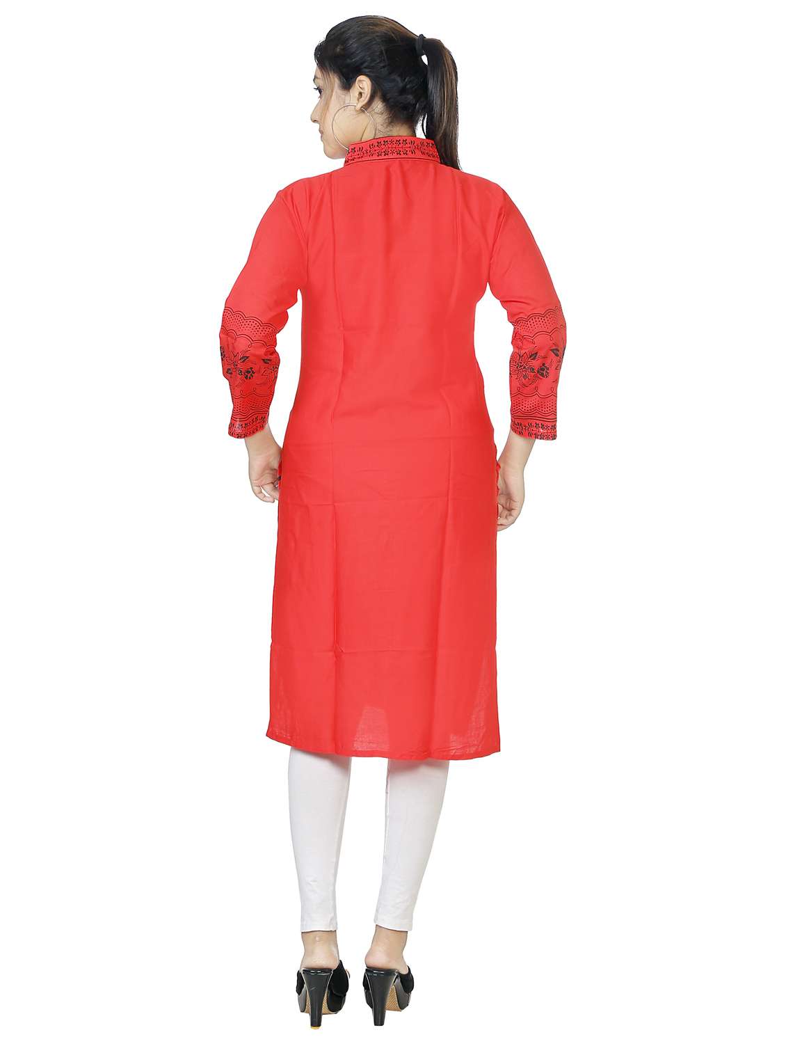 women three quarter sleeve straight kurta - 21784758 - Standard Image - 2