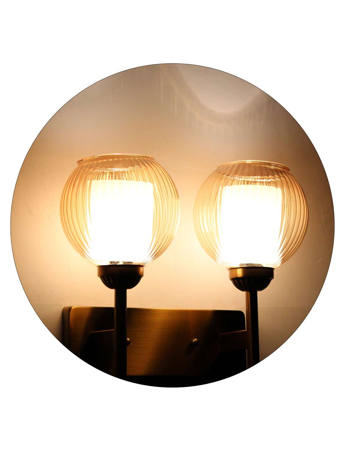 antique finish double arm wall light with dual ribbed glass - 21784768 -  Standard Image - 7