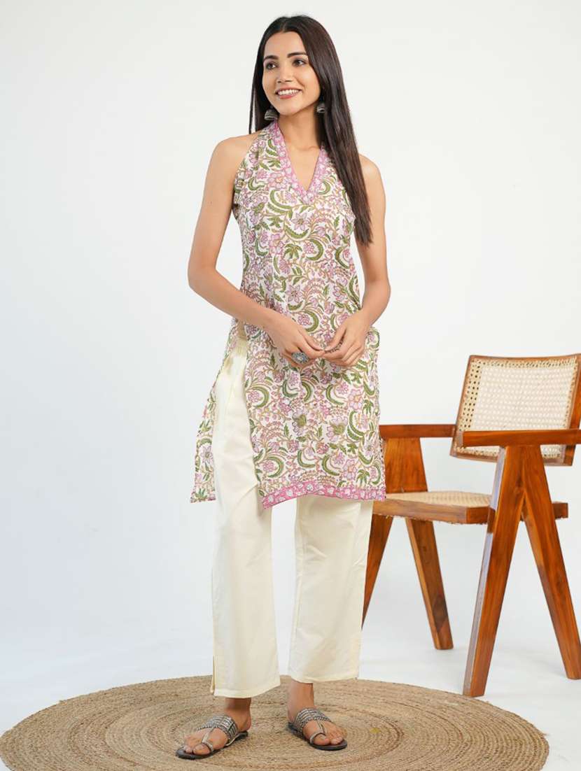 women floral printed sleeveless straight kurta - 21784821 -  Standard Image - 2
