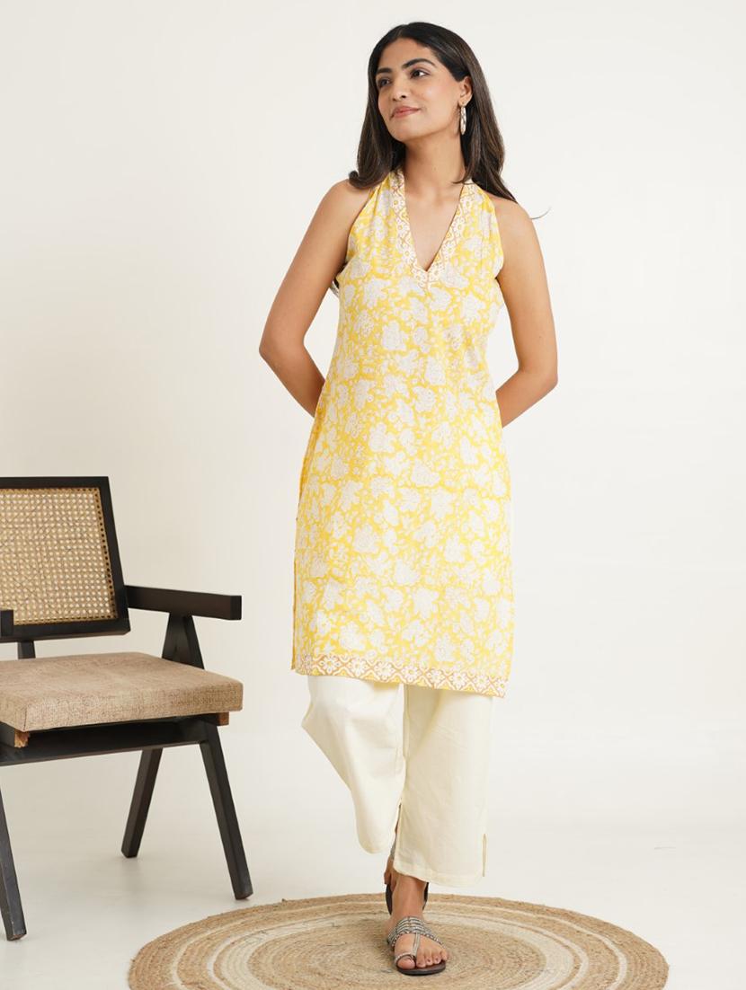 women floral printed sleeveless straight kurta - 21784823 - Standard Image - 2