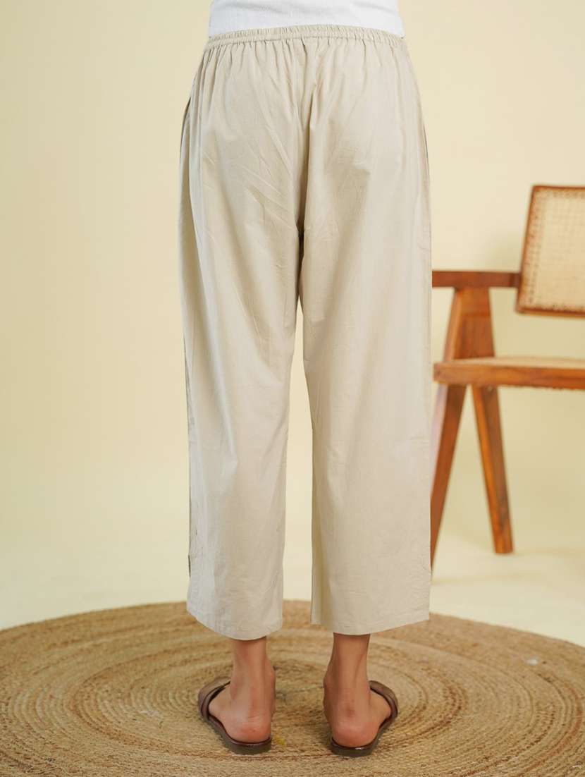 women beige mid rise cropped pant - 21784896 - Standard Image - 2