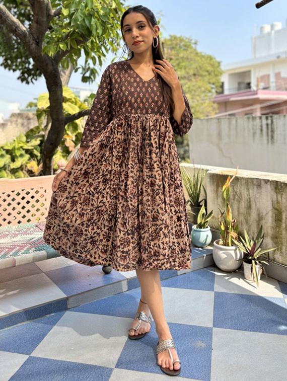 women printed fit & flare ethnic dress - 21784932 - Standard Image - 2