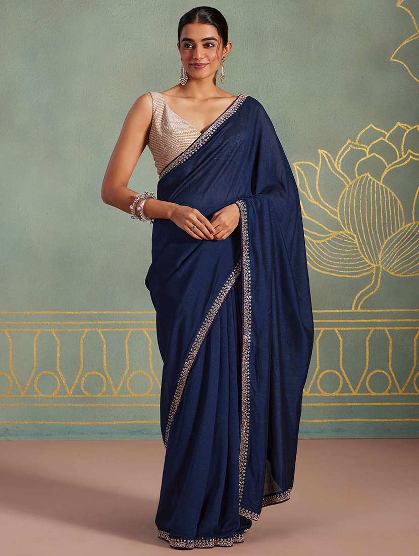 women solid with bordered saree  with blouse