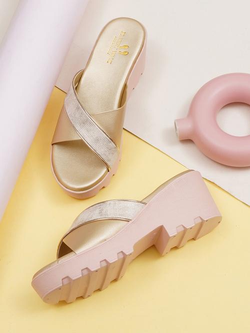 women gold slip on wedge - 21784972 -  Standard Image - 0