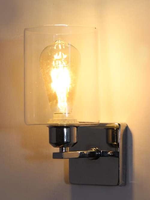 elegant chrome finish clear glass wall sconce - 21784987 -  Standard Image - 0