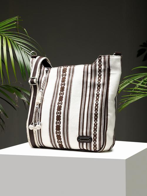 women brown striped tote bag - 21784994 - Standard Image - 0