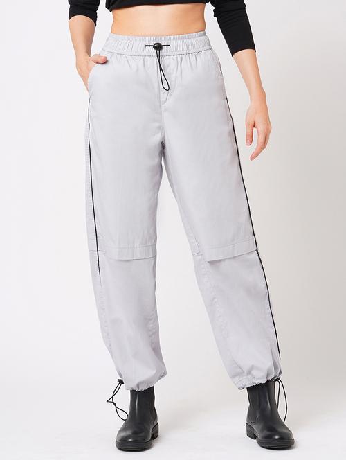 globus women cement grey loose fit mid-rise flat front cargo trousers - 21785142 - Standard Image - 0