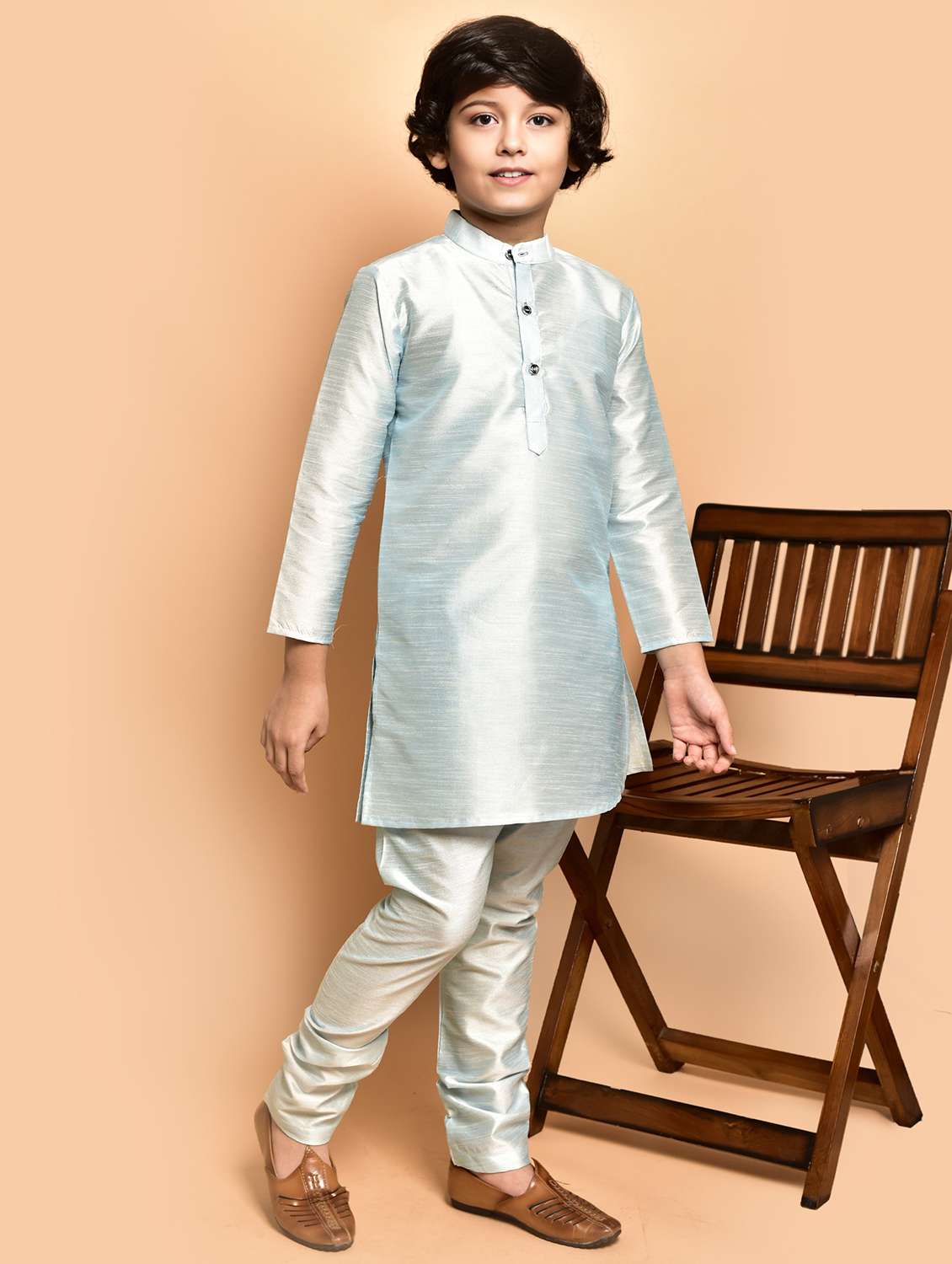 boy solid long sleeves kurta pyjama set - 21785365 -  Standard Image - 2
