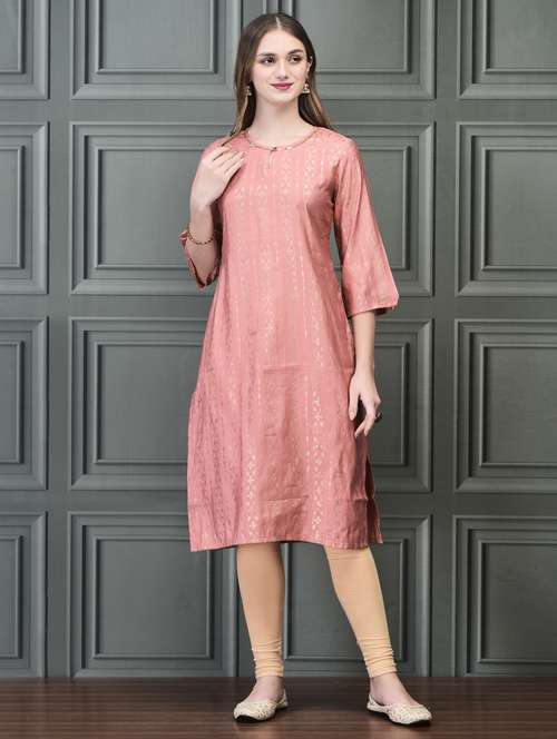 women three quarter sleeve straight kurta - 21785457 -  Standard Image - 0