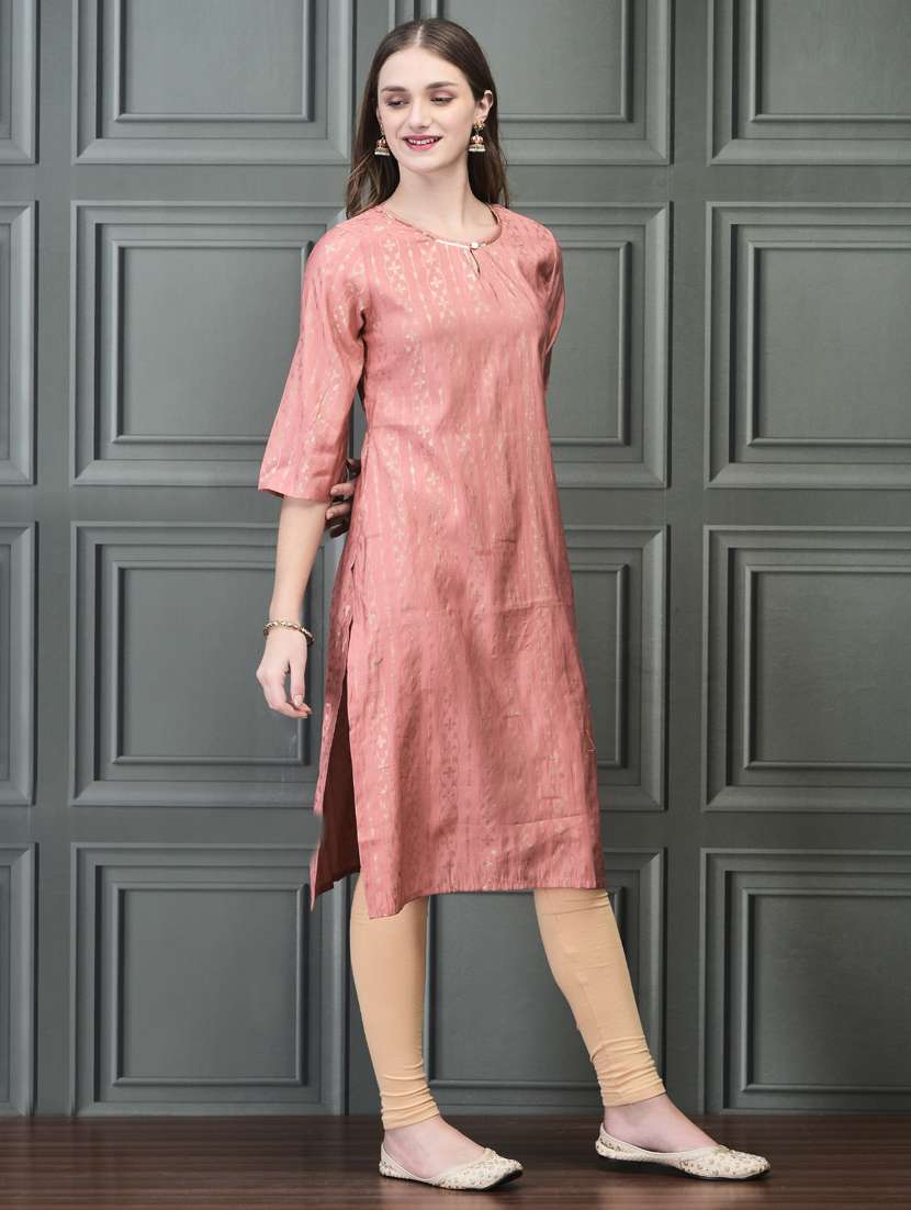 women three quarter sleeve straight kurta - 21785457 - Standard Image - 2